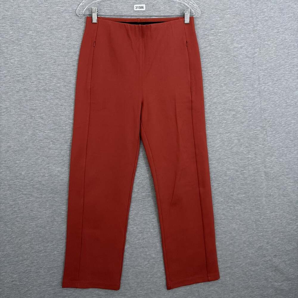 Betabrand Dress Pant Yoga Pants Womens Medium Rust Stretch Straight Ankle Crop